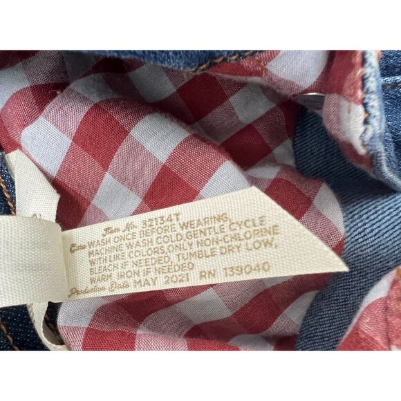 Matilda Jane Girls Size 2 Ruffled Gingham Denim Jacket Boho Whimsical - Picture 4 of 13